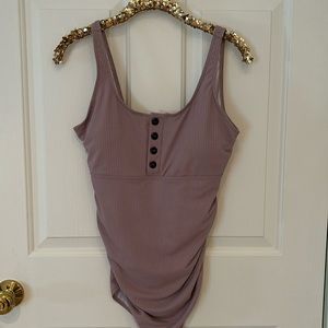 Summer Mae Women's Maternity Tummy Control Ribbed One Piece Bathing Suit